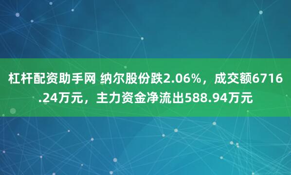 杠杆配资助手网 纳尔股份跌2.06%，成交额6716.24万元，主力资金净流出588.94万元